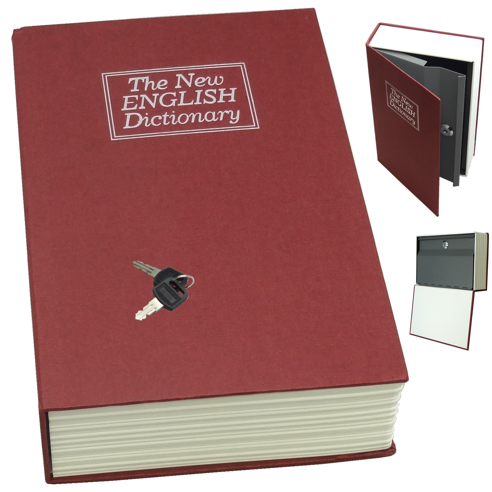 Dictionary Secret Book Hidden Safe With Key Lock Book Safe In RED (Middle Size)