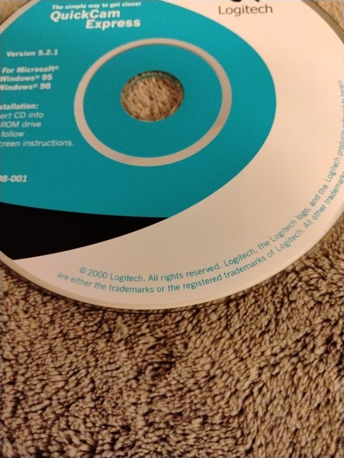Logitech 2000 Quick Cam Express Version 5.2.1. CD For Microsoft Windows 95 98