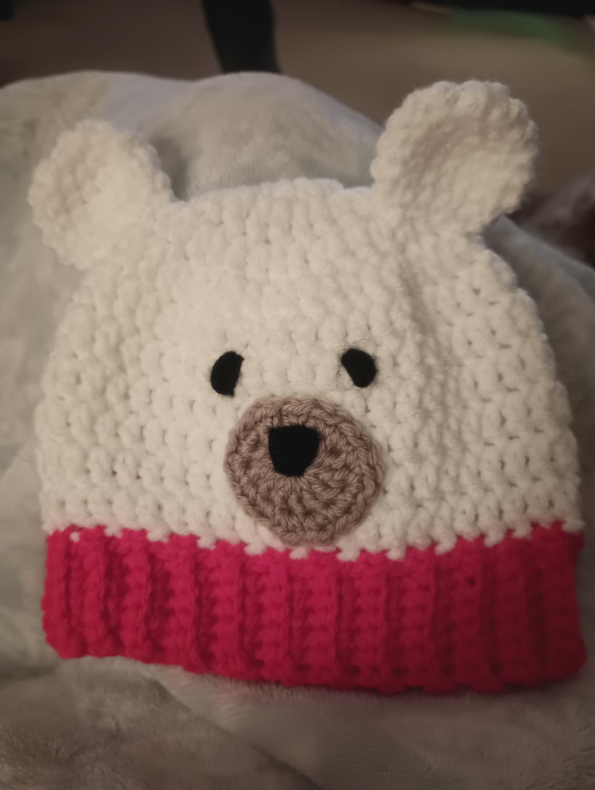 Handmade Crochet Polar Bear Hat Beanie