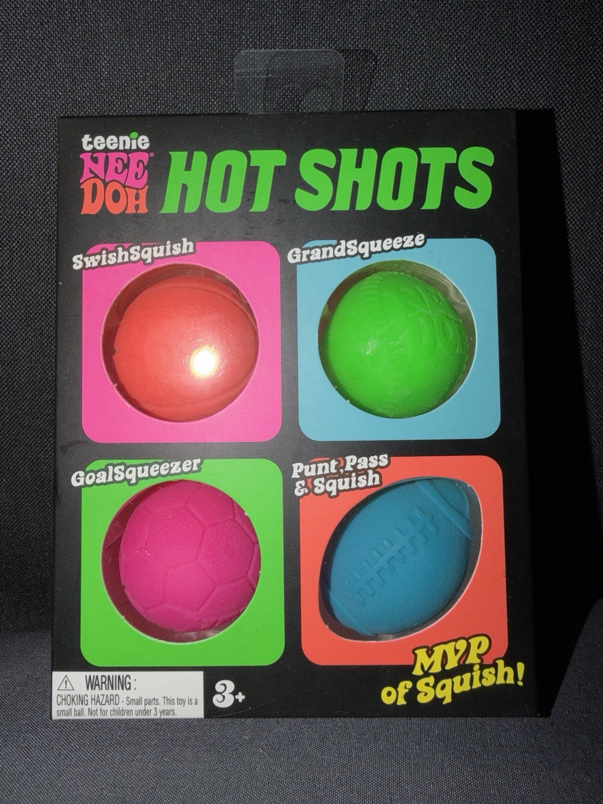 Teenie NeeDoh Hot Shots Multipack Nee Doh Mini 4 pack Four Different Sports Ball