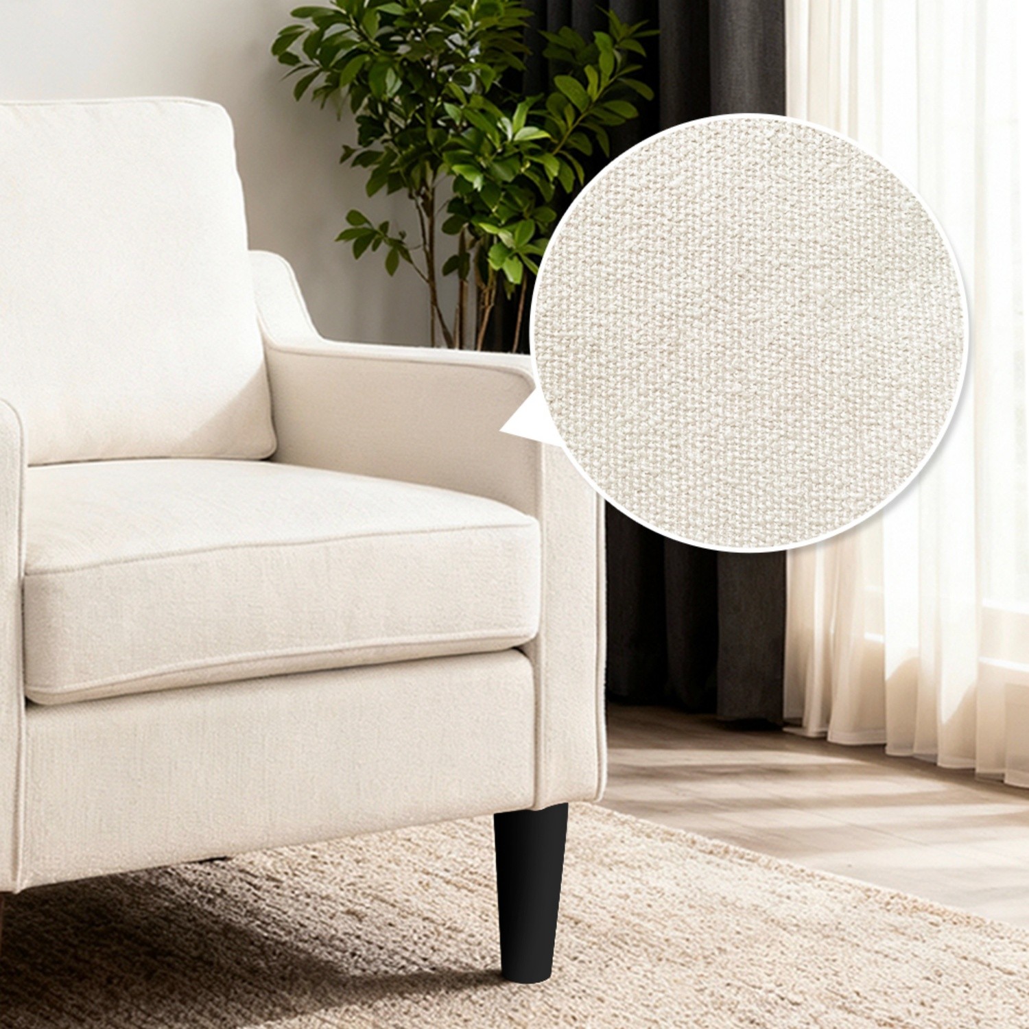 Chenille Accent Chair Modern Lounge Armchair w/ Solid Wood Leg for Living Room