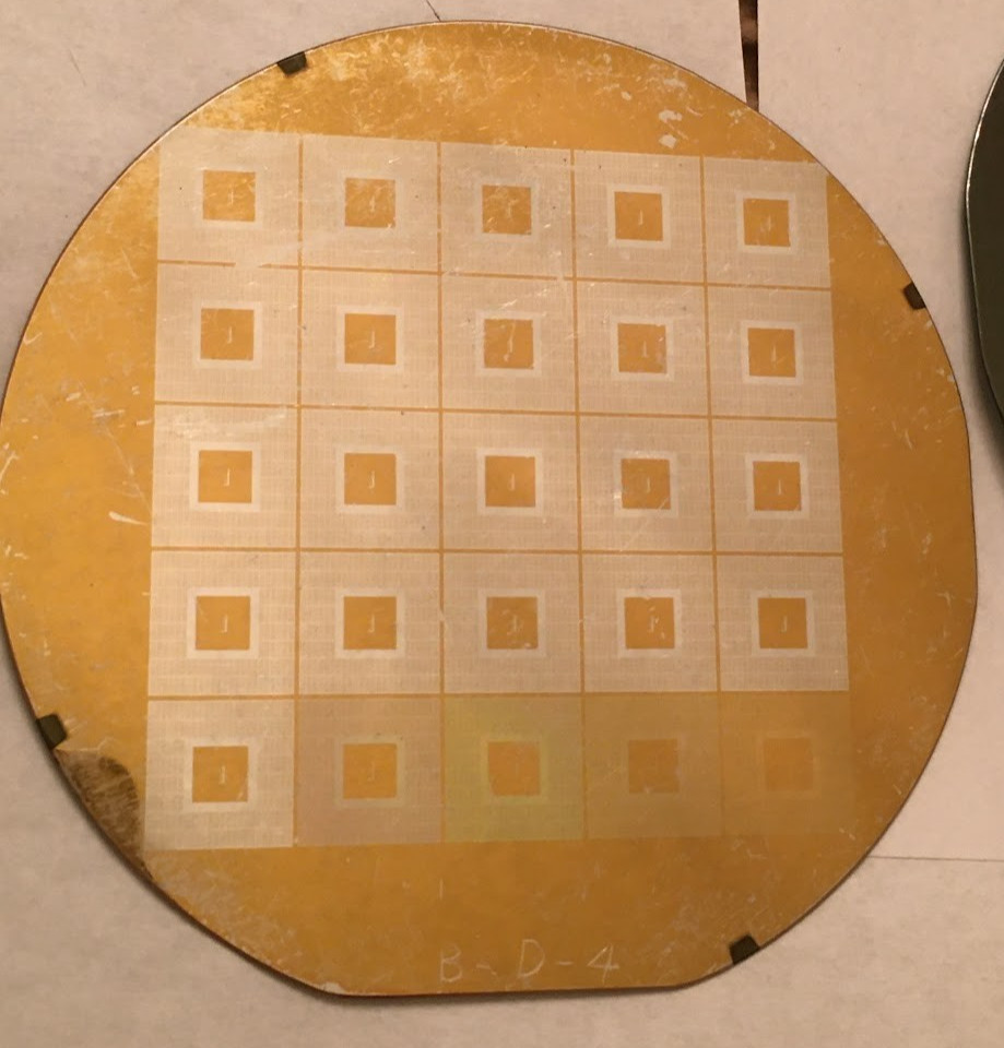4" Gold Unknown Silicon Wafer 1980s Extremely Rare Golden Wafer