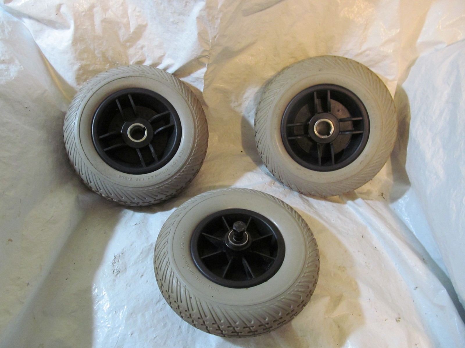 All 3 Wheels from a 3 Wheeled Go-Go Travel Pro