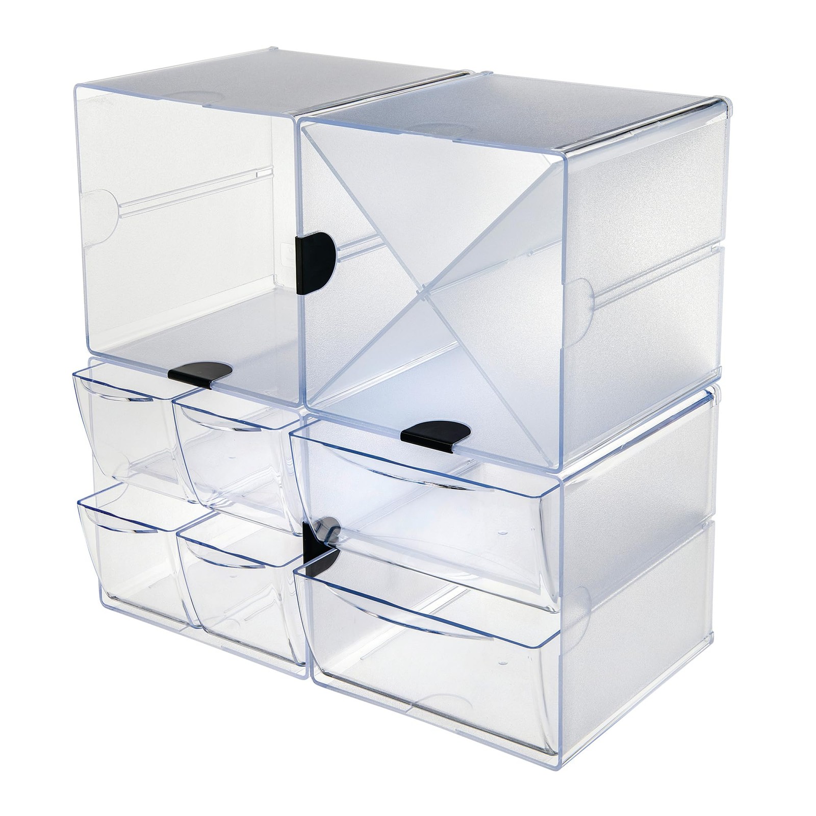 Stackable Cube Organizer, Desk and Craft Organizer, 4 Drawers, Clear, Removab...