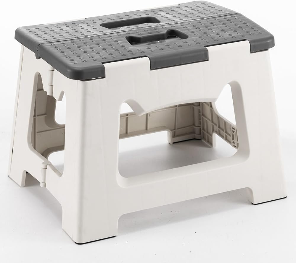Casazenith 9'' Folding Step Stool for Kids & Adults, Hold up to 300Lb-Gray | Ste