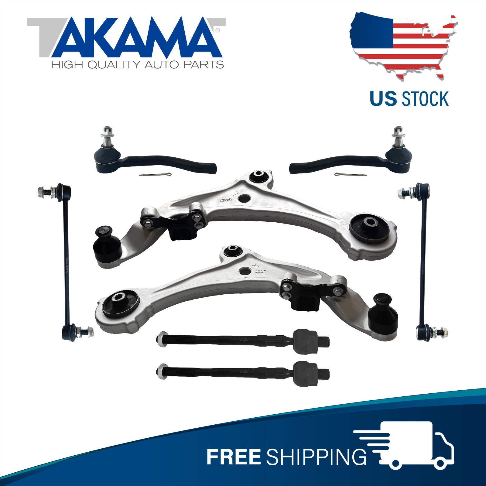 8 pcs⭐TAKAMA⭐Control arms +Stab bar links+ Tie Rod ends+ for 09-14 Nissan Murano