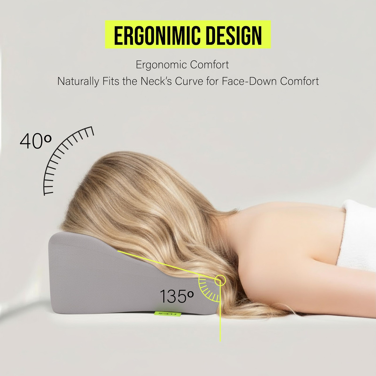 JEBOLT Face Down Pillow for Massage Table, headrest for Bed with 2 Cover and ...