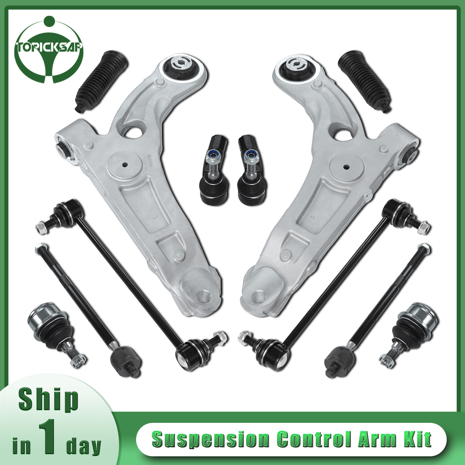 12pc Front Control Arm Ball Joint Tie Rod Sway Link For 2014-2018 Jeep Cherokee