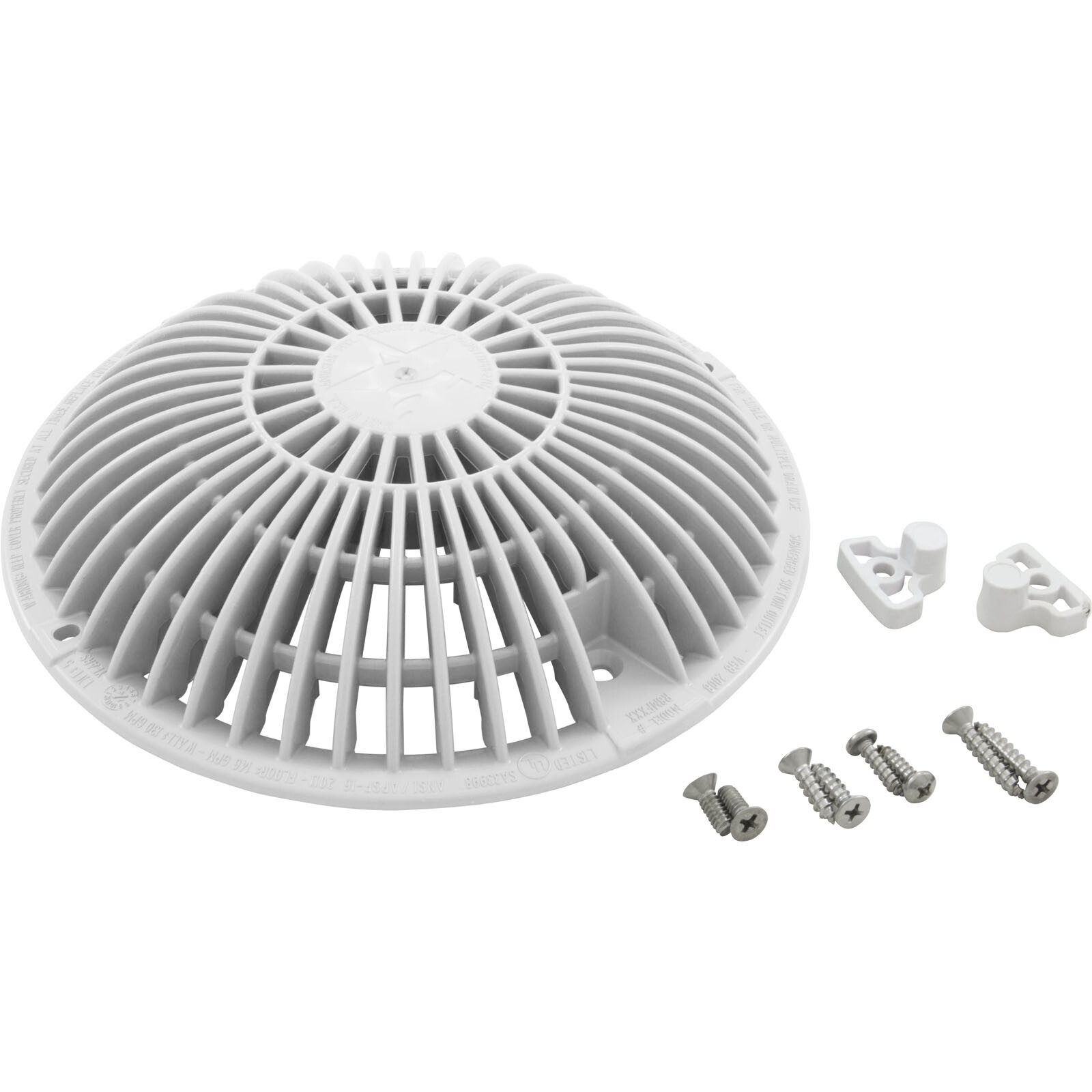 R8MF101 Main Drain Grate, Retro 8" Round, MoFlow, w/Hardware, White