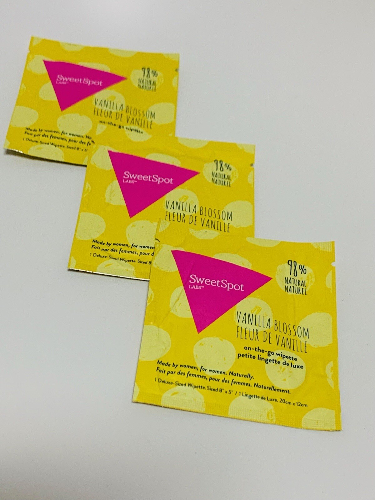 3x SweetSpot Labs Vanilla Blossom Wipettes, Single Wipes