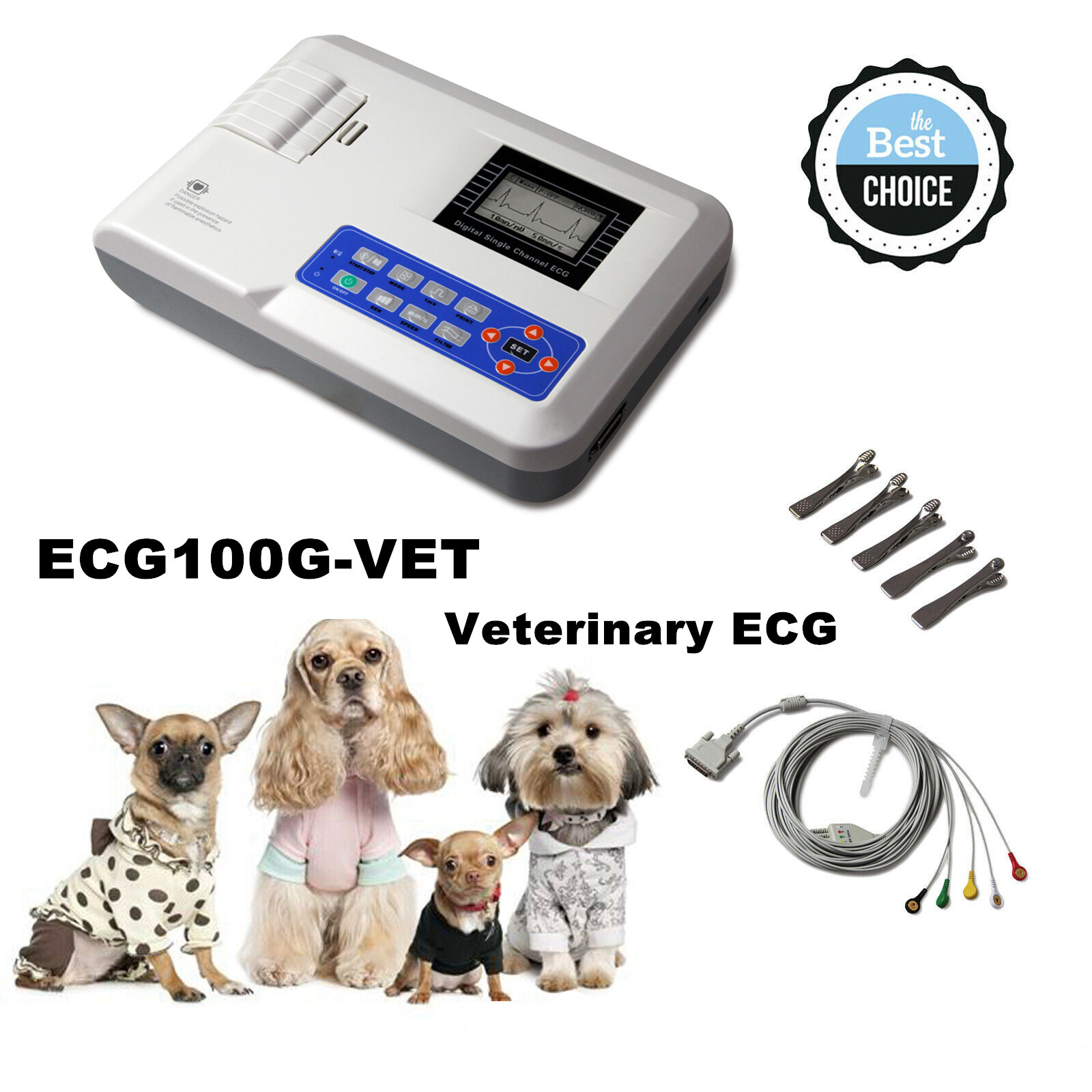 ECG100G Veterinary one channel 12 LEAD ECG/EKG Electrocardiographpet animal Vet