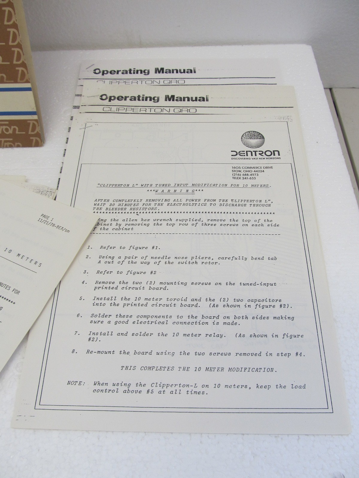 DENTRON CLIPPERTON L MANUAL ORIGINAL + Other Dentron Documents
