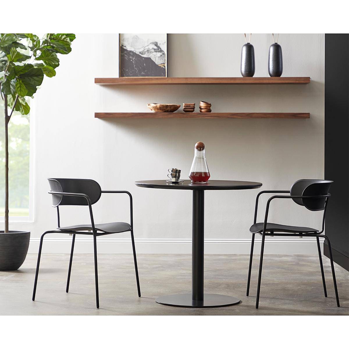 Paras 31 1/2" Wide Black Round Bistro Table