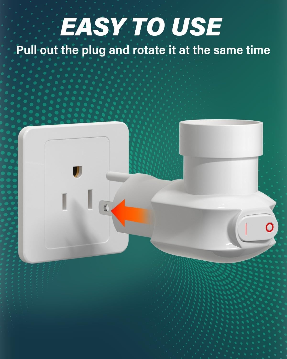 TobeBright 2 Pack Plug in Light Socket Adapter with On/Off Switch