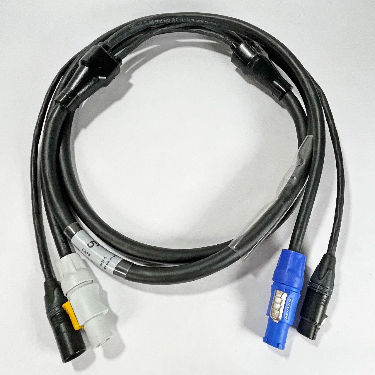 Lex PowerDATA DMX 5-Pin and PowerCON Blue/Grey, 5 ft Combo Cable