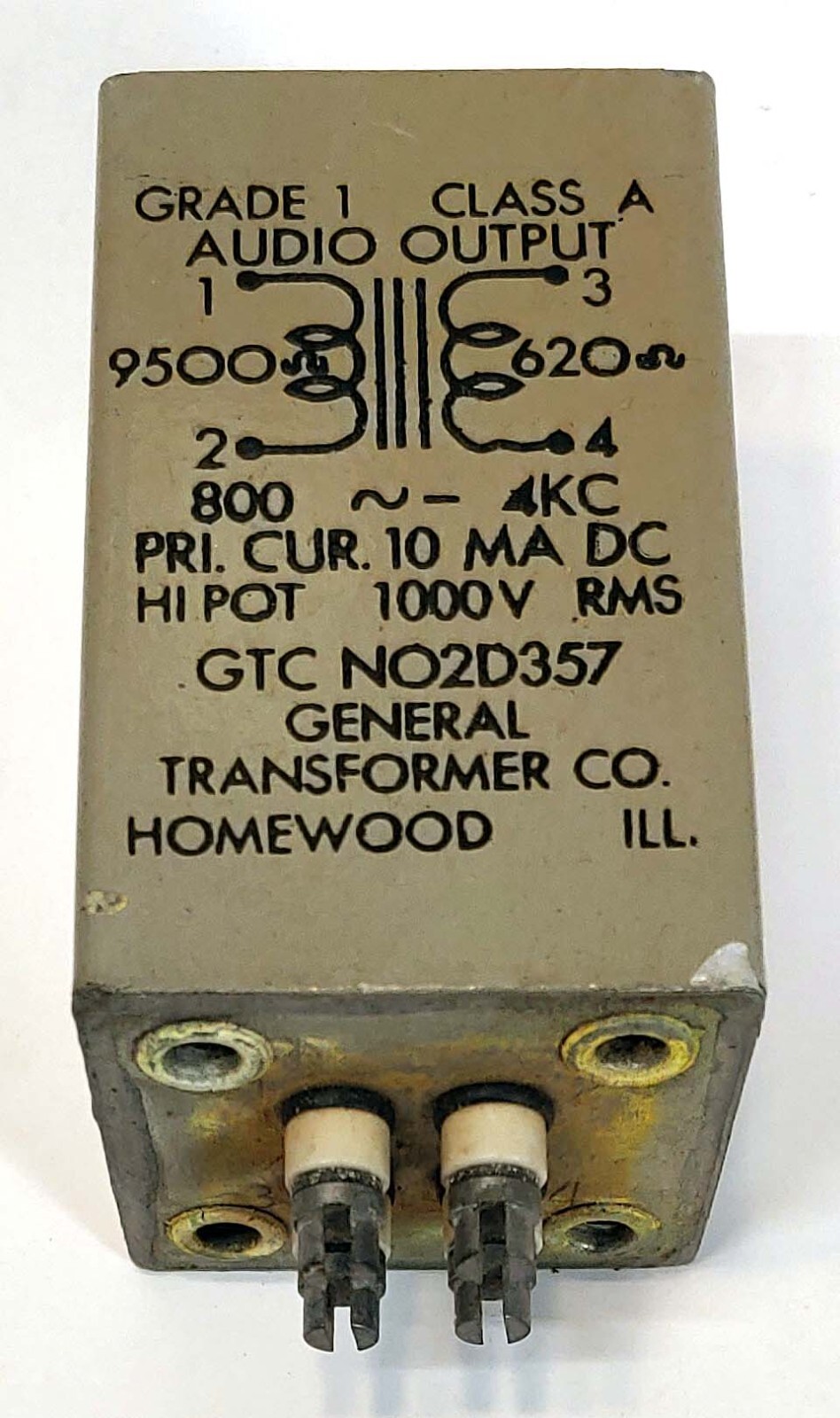 GTC General NO2D357 Power Transformer 10mA DC / 1000V Grade 1 Class A Audio Out