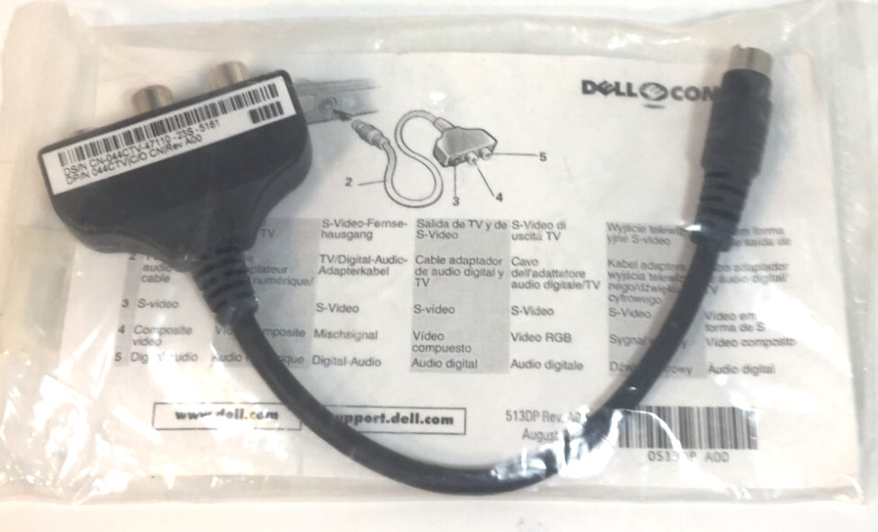 Dell S-Video Output Cable Adapter DPN 70TVD - NEW SEALED