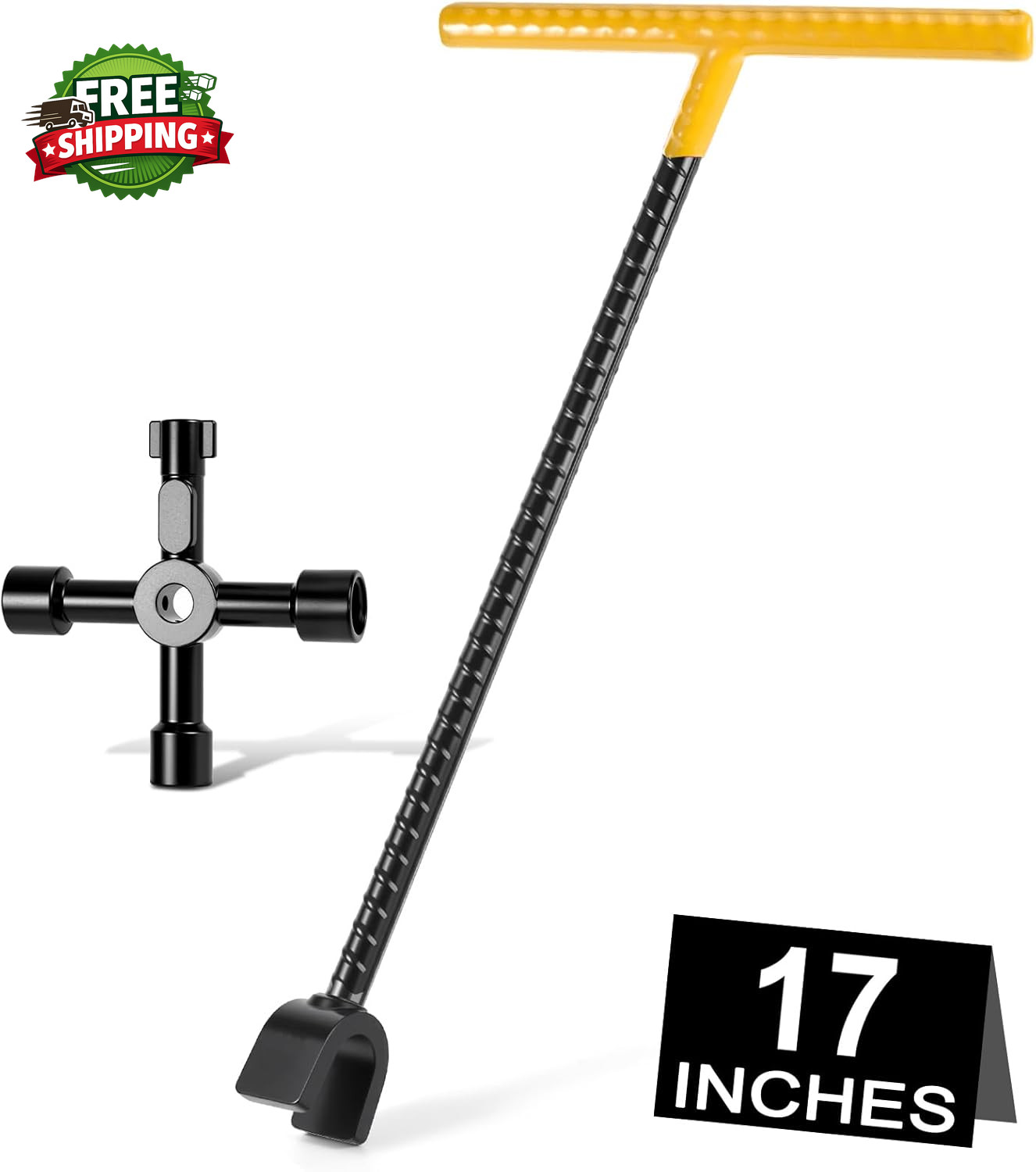 3Rd Gen 17 Inches Water Meter Key with 4 Way Utility Key   Reinforced Rebar