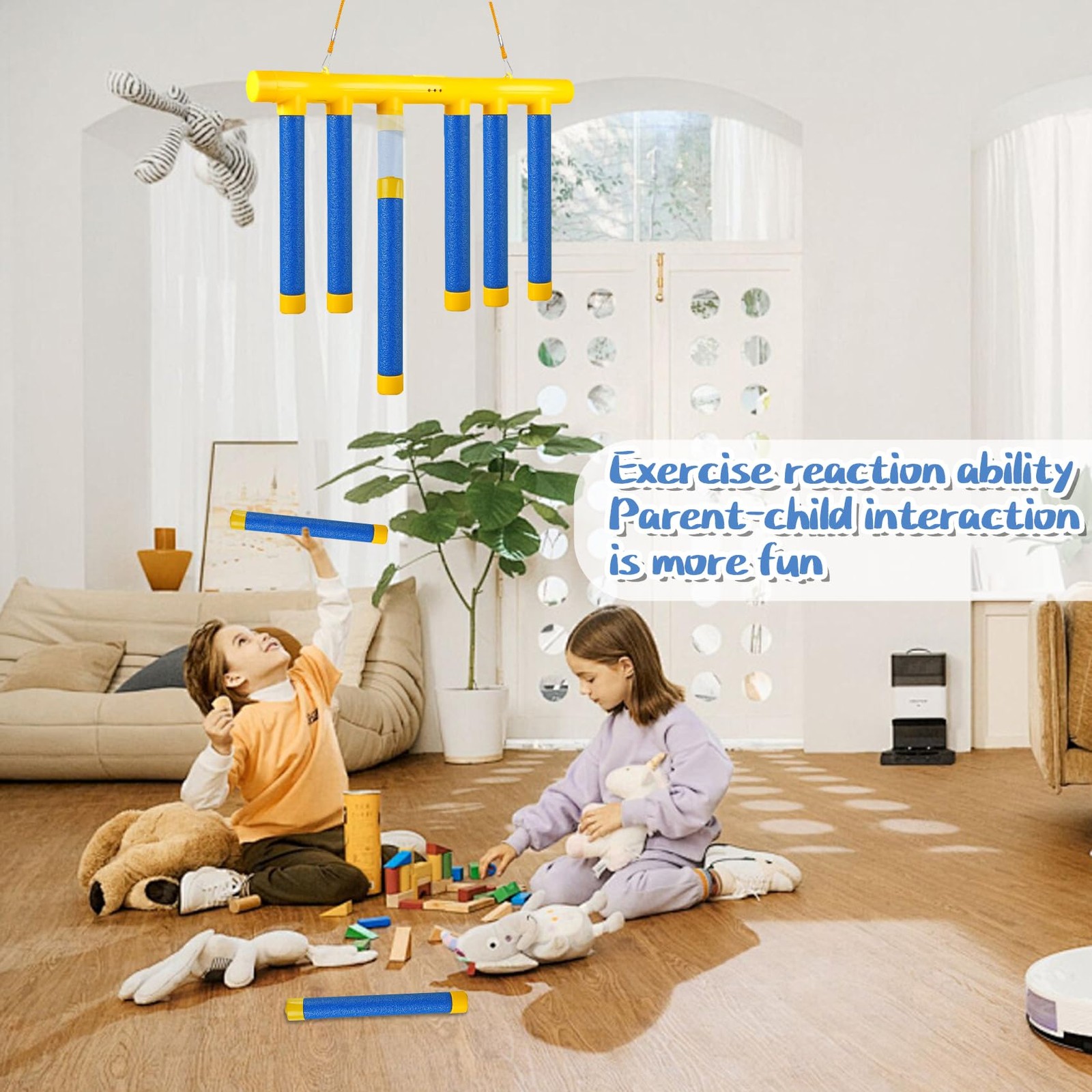 Reflex Drop Sticks Challenge Game - 3 Adjustable Speed Palm-sized, Blue