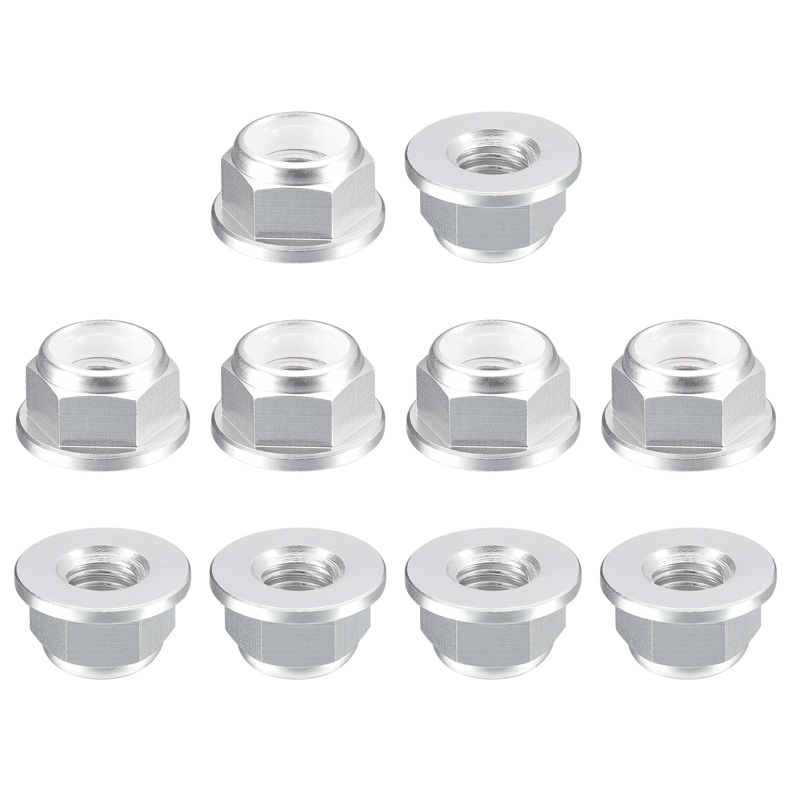 Nylon Insert Hex Lock Nuts, 10pcs - M2.5x0.45mm Self-Locking Nut(Silver)