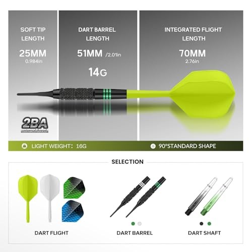 Soft Tip Darts Set 6 Pack – Professional Darts Plastic Tip with Integrated