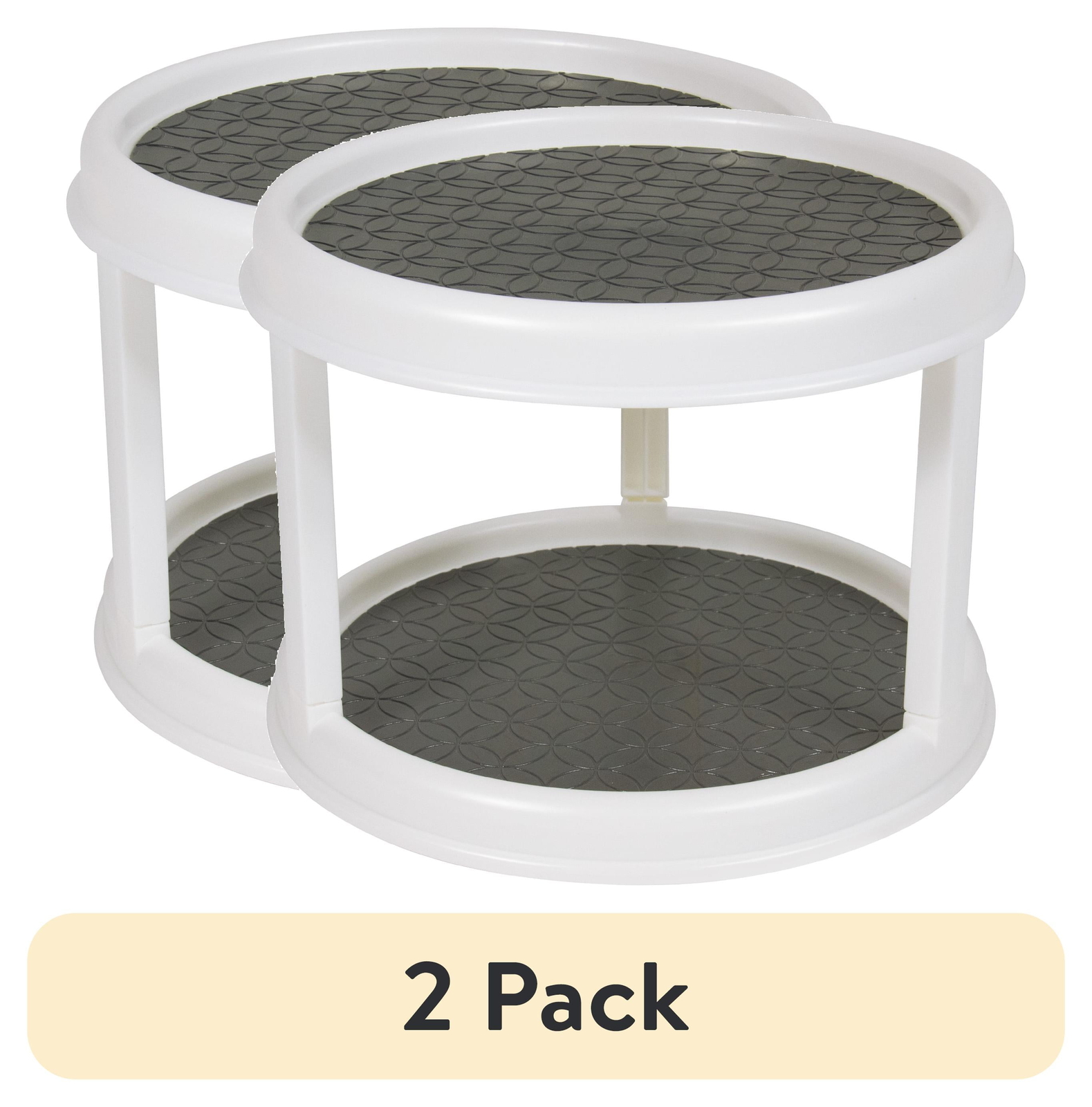 (2 pack)  2-Tier Plastic Spice Rack Organizer Turntable