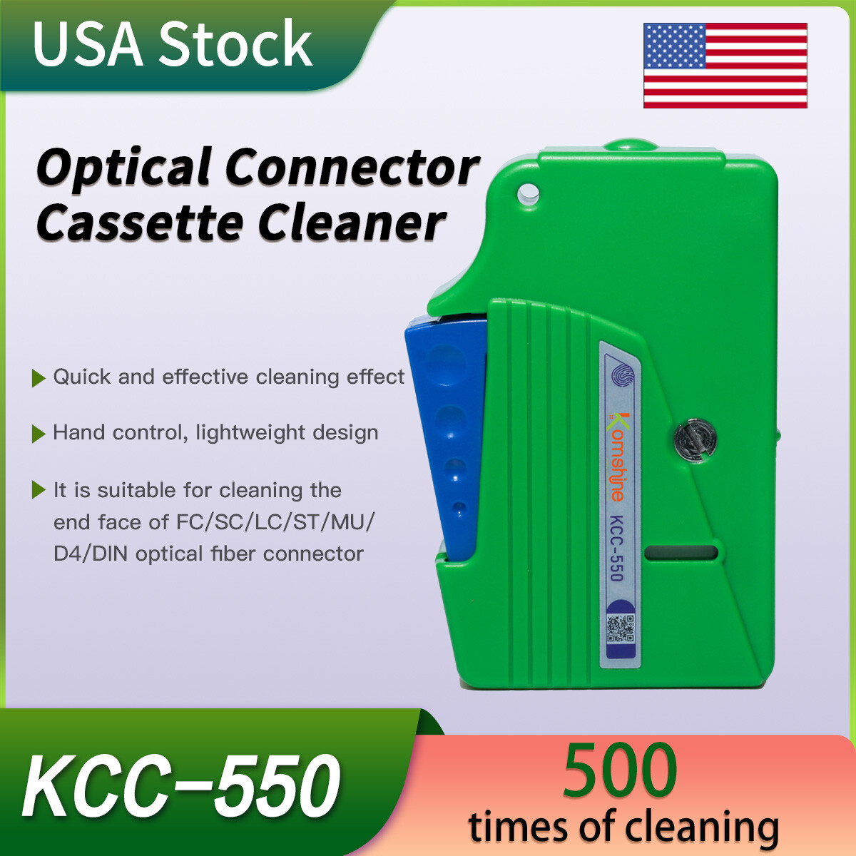 Optical Fiber Connector Cleaner KCC-550 Fiber Cleaning Box Cassette 500 times