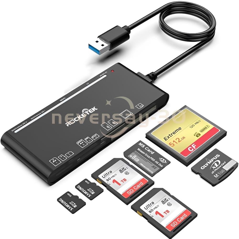 USB3.0 Multi Card Reader for SD, CF, Micro SD, XD, MS Cards - 7 in 1 Adapter Hub