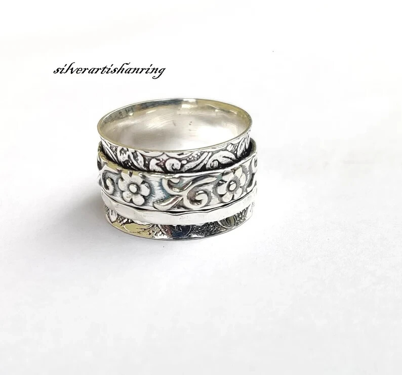 Meditation Ring, Statement Ring Anxiety Ring, Fidget Ring, Boho Ring, All size