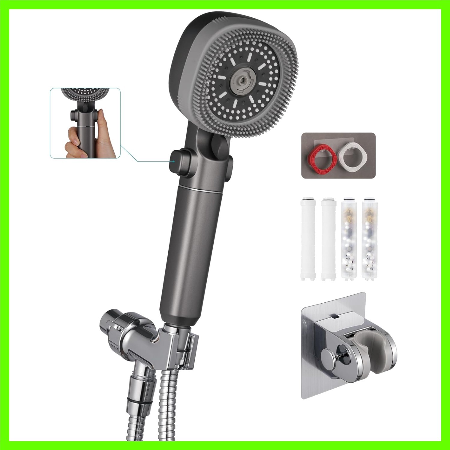 Handheld Shower Head with 79in Hose,High Pressure Filtered Shower Head with O...