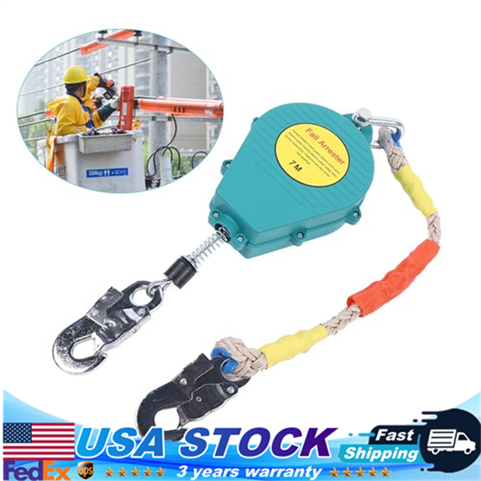 Self Retracting Lifeline 23 ft Fall Arrester Fall Protection Fall Arrestor Tool