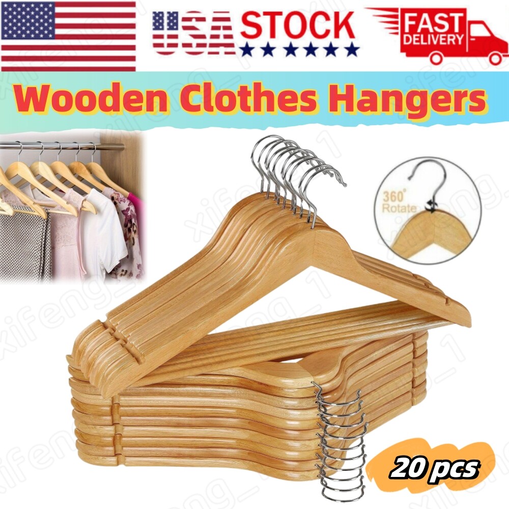 5/10/20Pcs Wooden Hangers Suit Hangers Premium Natural Finish Cloth Coat Hangers