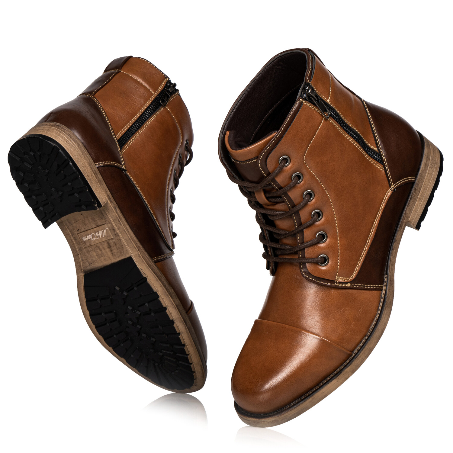 Tan / Brown Men's Lace Up Cap Toe Fashion Casual Dress Boot