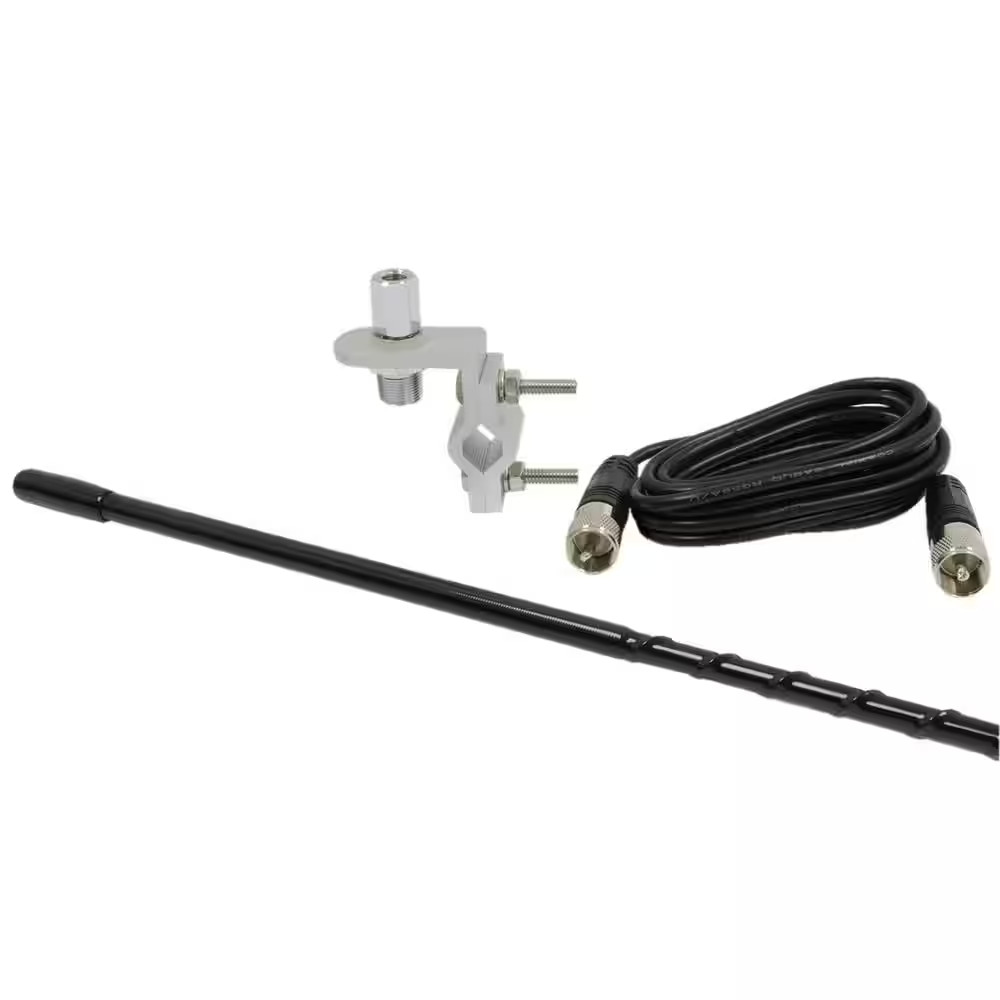 Standard Series Mirror Mount Fiberglass CB Antenna Kit in Black 3 ft.