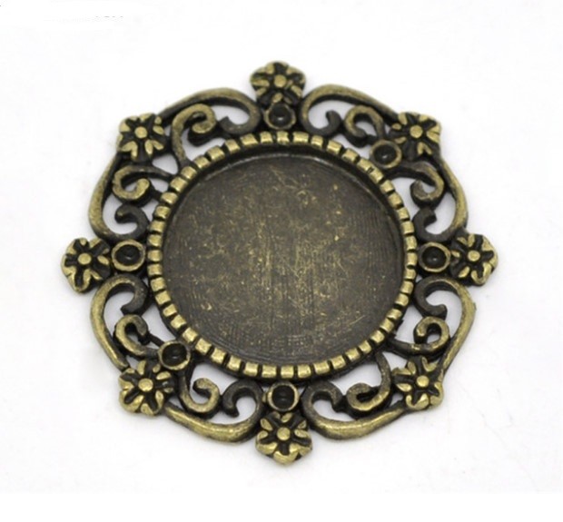 Pkg of 20 ROUND Antique Bronzed CABOCHON SETTINGS 1-1/16" (27mm) (14805) Finding