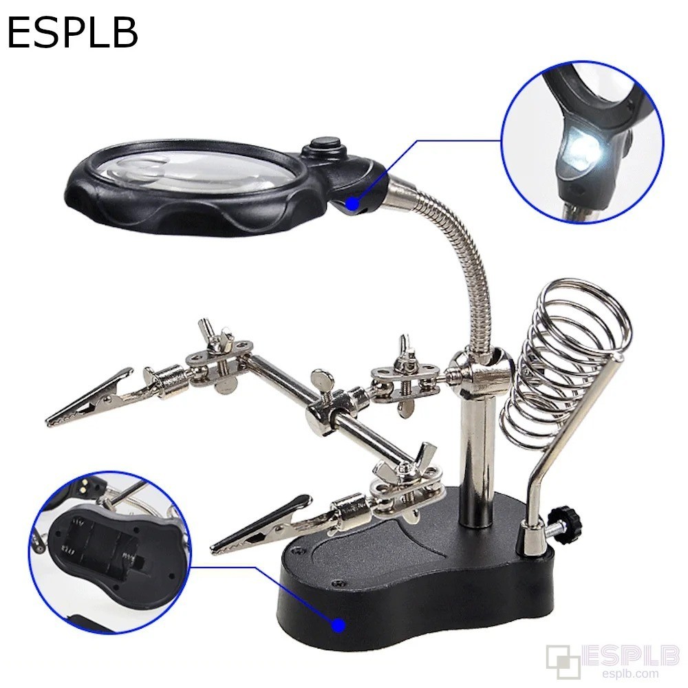 Third Hand Soldering Solder Iron Stand Holder Magnifier Helping Station Tool