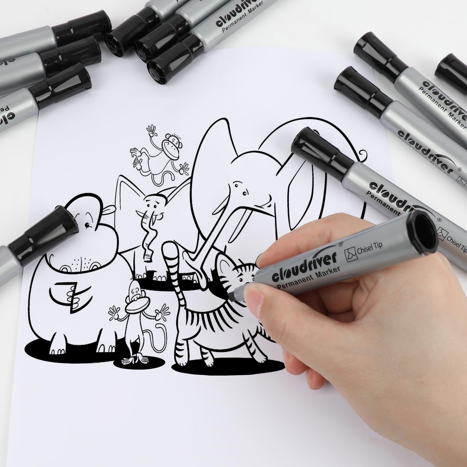 cloudriver Permanent Markers 96 Count, Black 1 Count (Pack of 96),