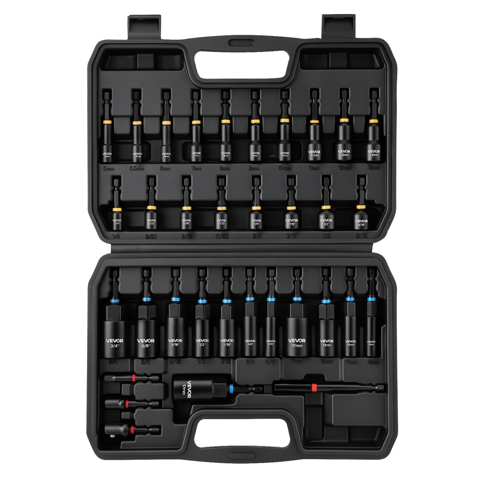 VEVOR Nut Driver Set Magnetic Nut Drivers 34-Piece SAE and Metric Carrying Case