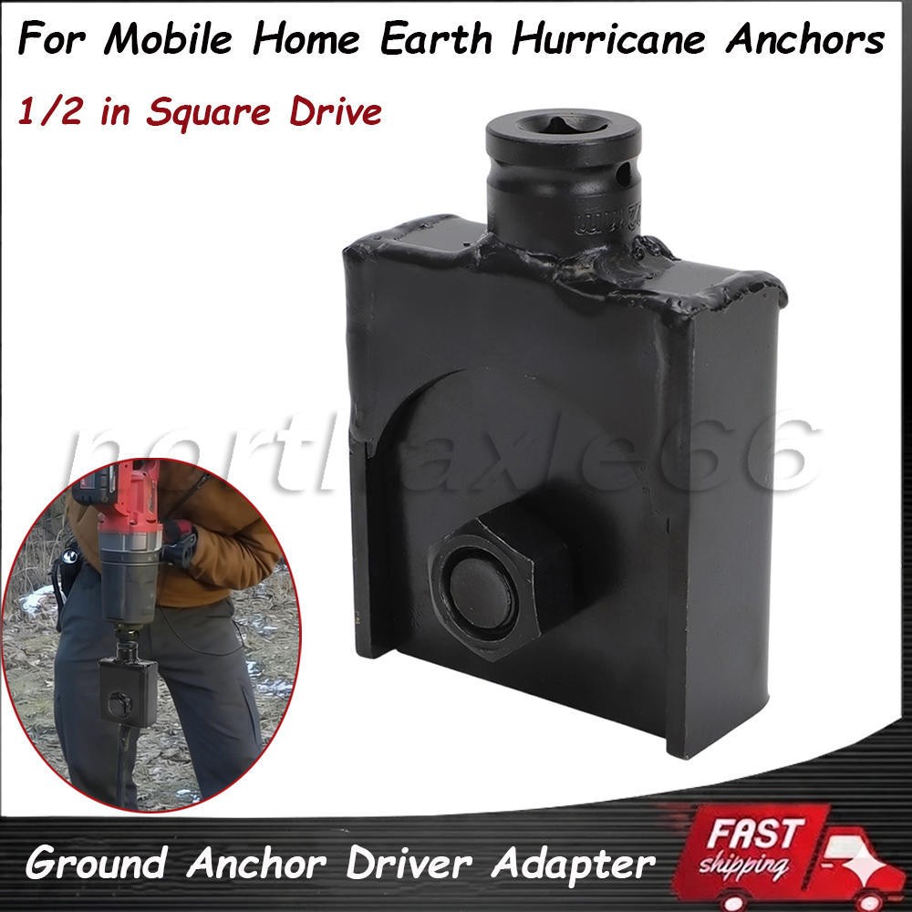 Ground Anchor Driver Adapter 1/2" Square Drive For Mobile Home Earth Anchors