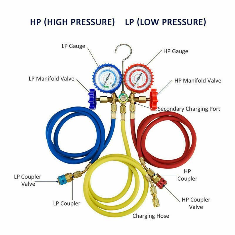 AC Diagnostic Manifold Freon Gauge Charging A/C
