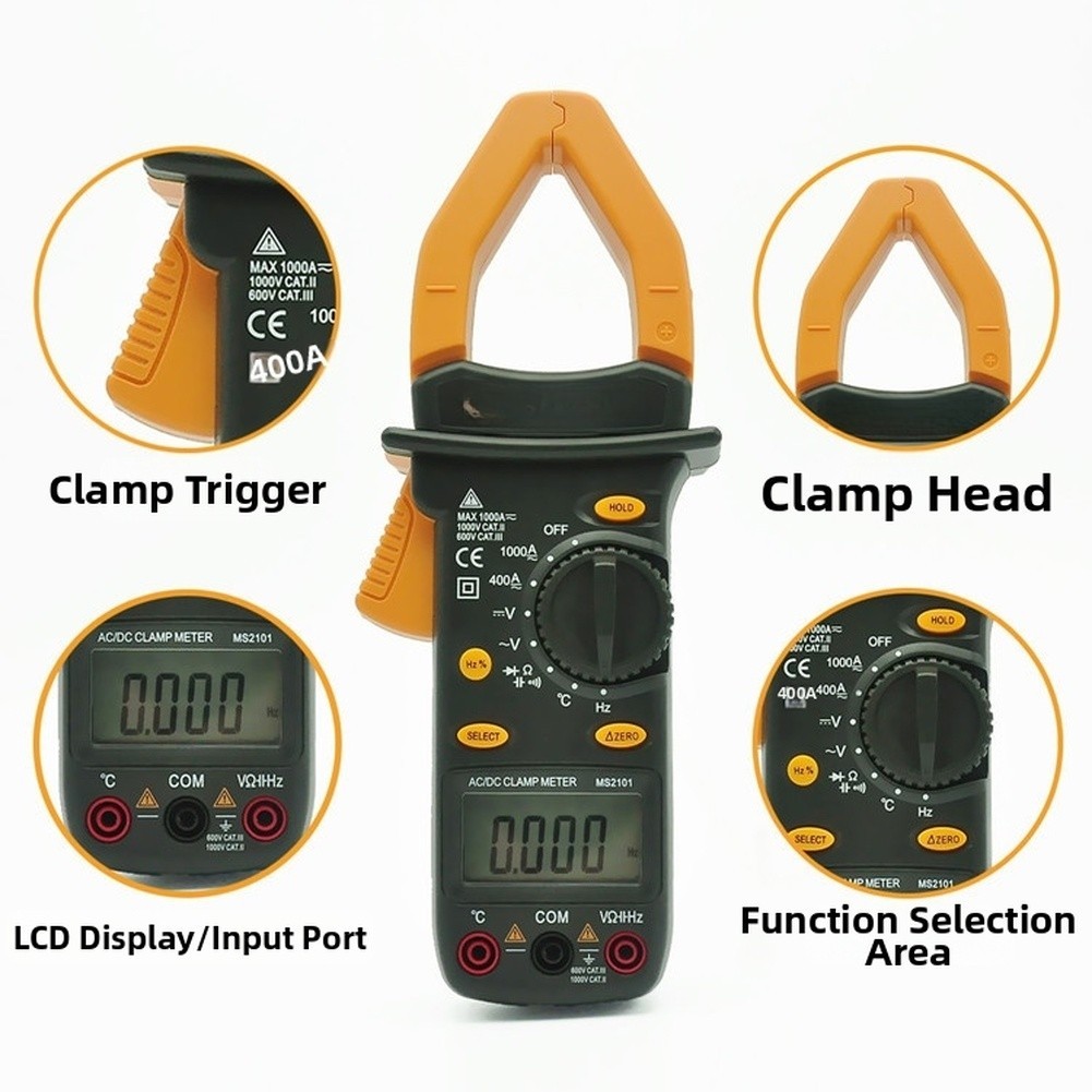 1000A AC DC Digital Clamp Meter w Backlit LCD and Circuit Continuity