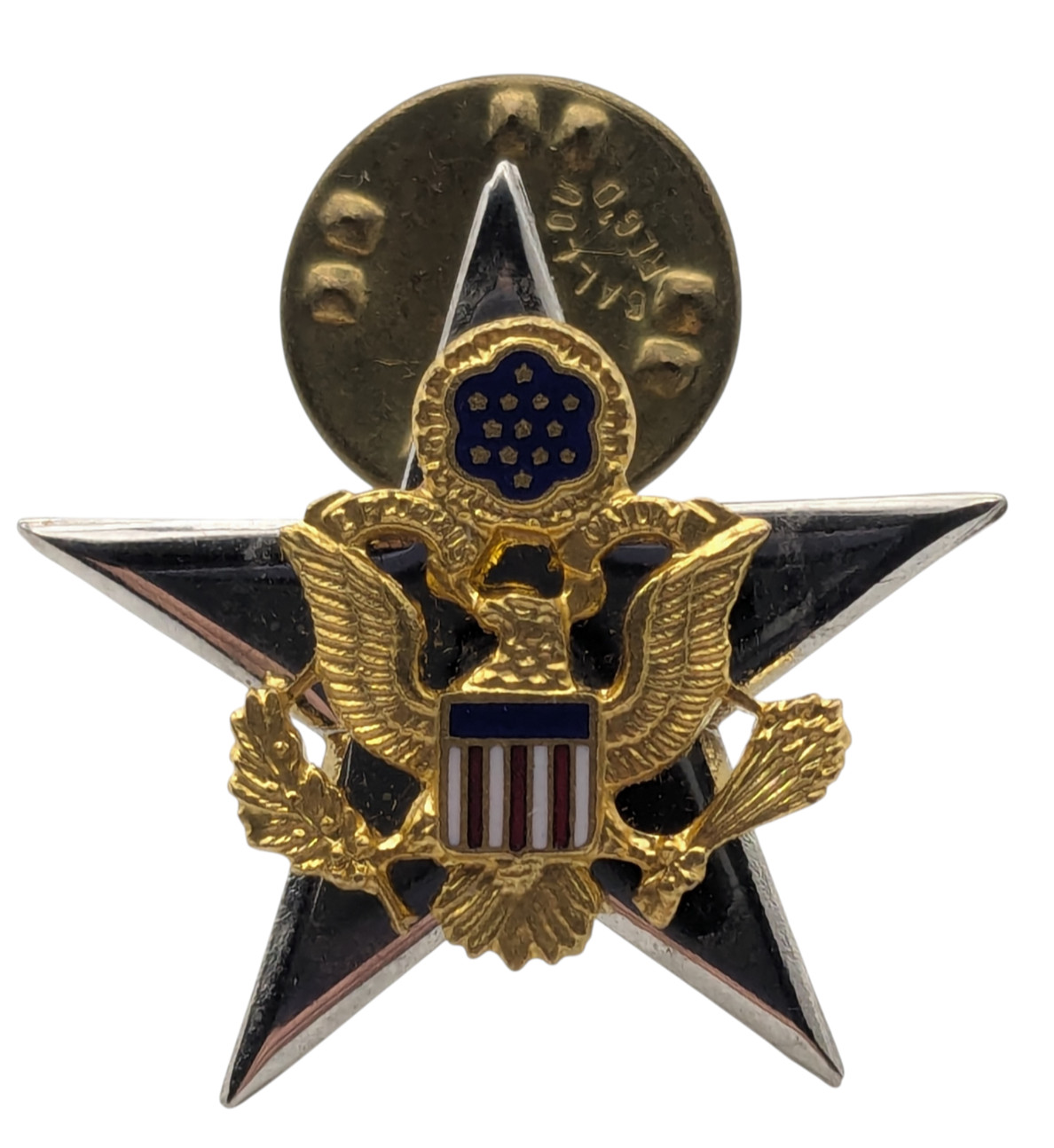Vintage US Army Officer's Eagle Crest Star Pin Badge Collar Insignia NS Meyer