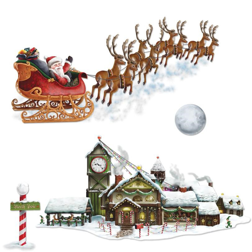 Insta-Theme Santa Sleigh Workshop Props - Beistle