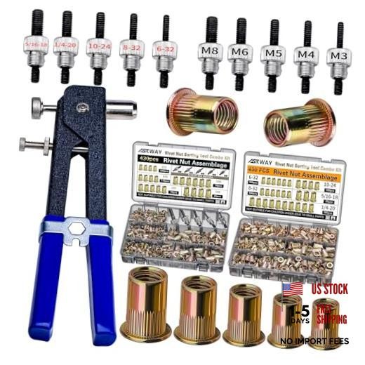Rivet Nut SAE & Metric 860 PCS, SAE Rivet Nut Kit (5/16-20, 1/4-20, 10-24, 8