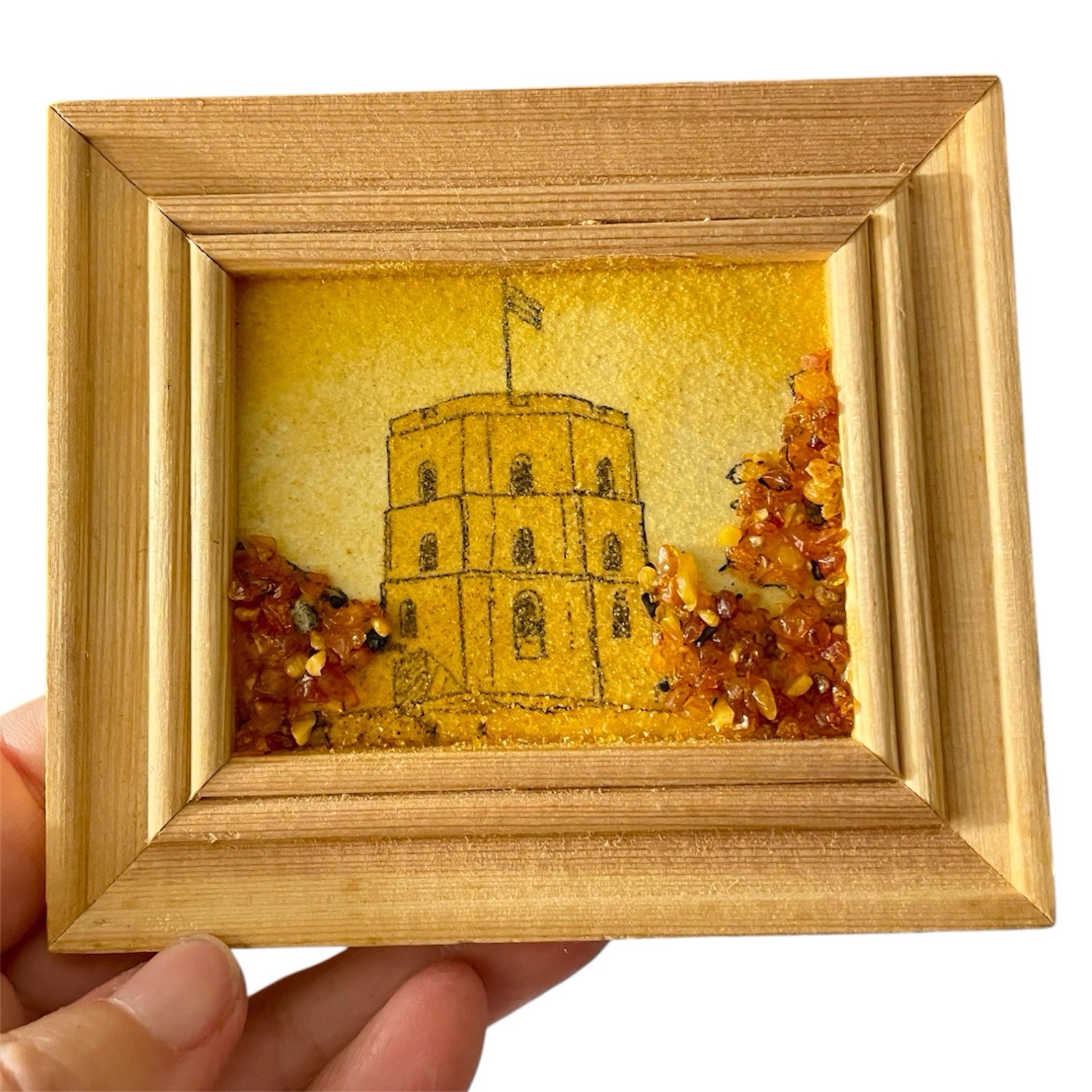 Amber Multimedia Tiny Painting Art Vilnius Lithuania Gediminas Tower