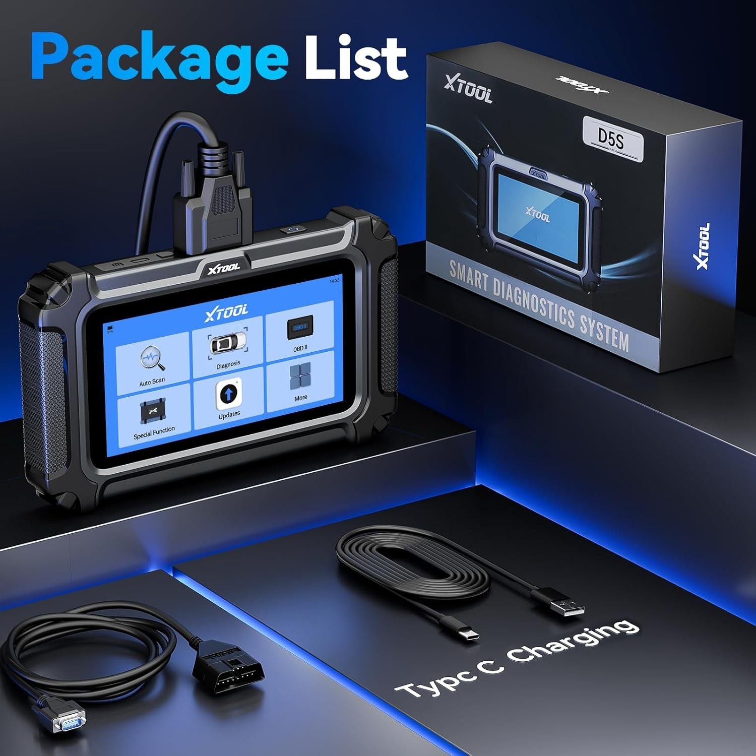 ➡️XTOOL OBD2 Scanner D5S Engine ABS SRS Transmission Diagnostic Tool 16 Resets