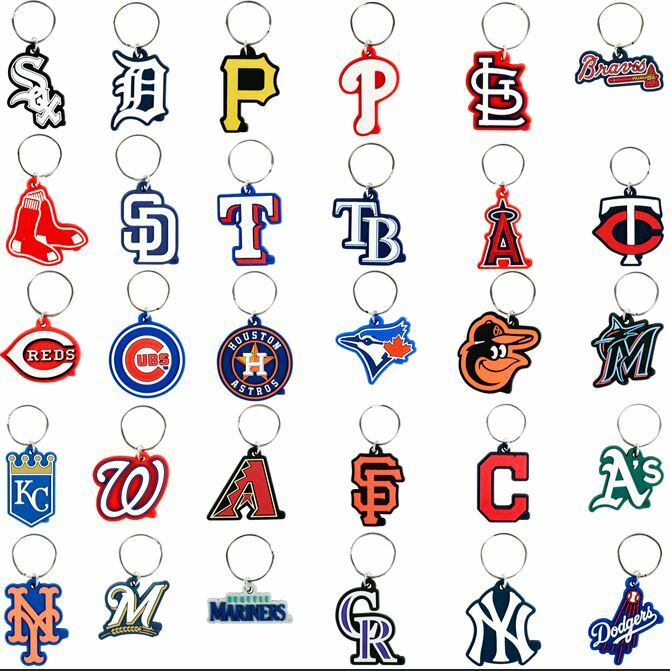 SOFT MLB Logo Key Chains all 30 Teams FREE SHIPPING Only 90 cents each!