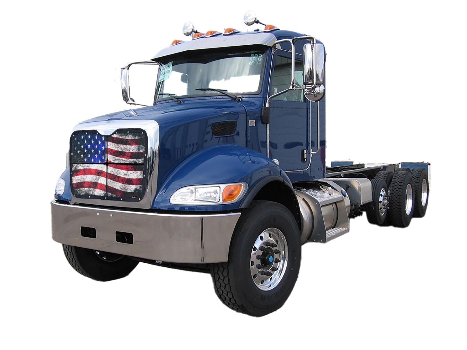 Premium Quilted Winter Front Old Glory Flag for 2007+ Peterbilt 330/335/337/348