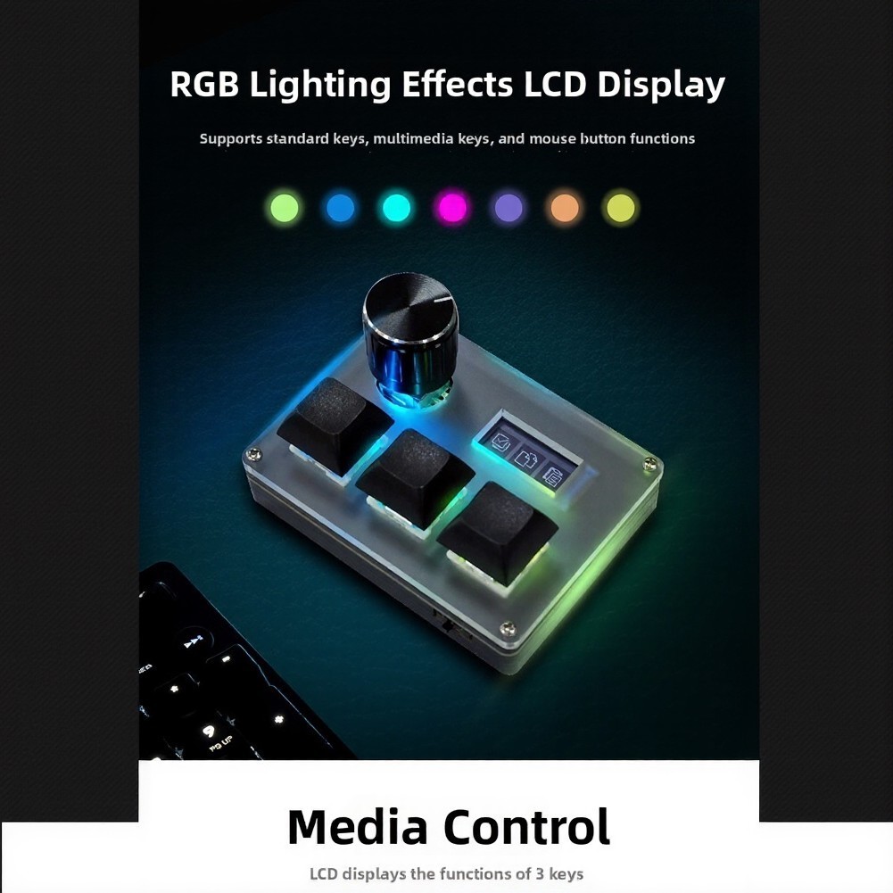 Compact 3-Key LCD For gaming Keyboard for Gamers and Remote Office Workers