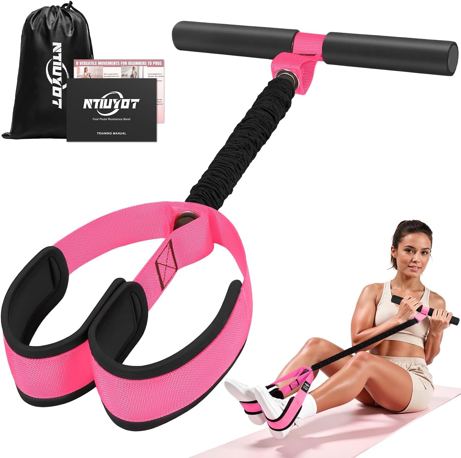 Pedal Resistance Band with Handle  Upgraded Durable Thickened Latex Tubes